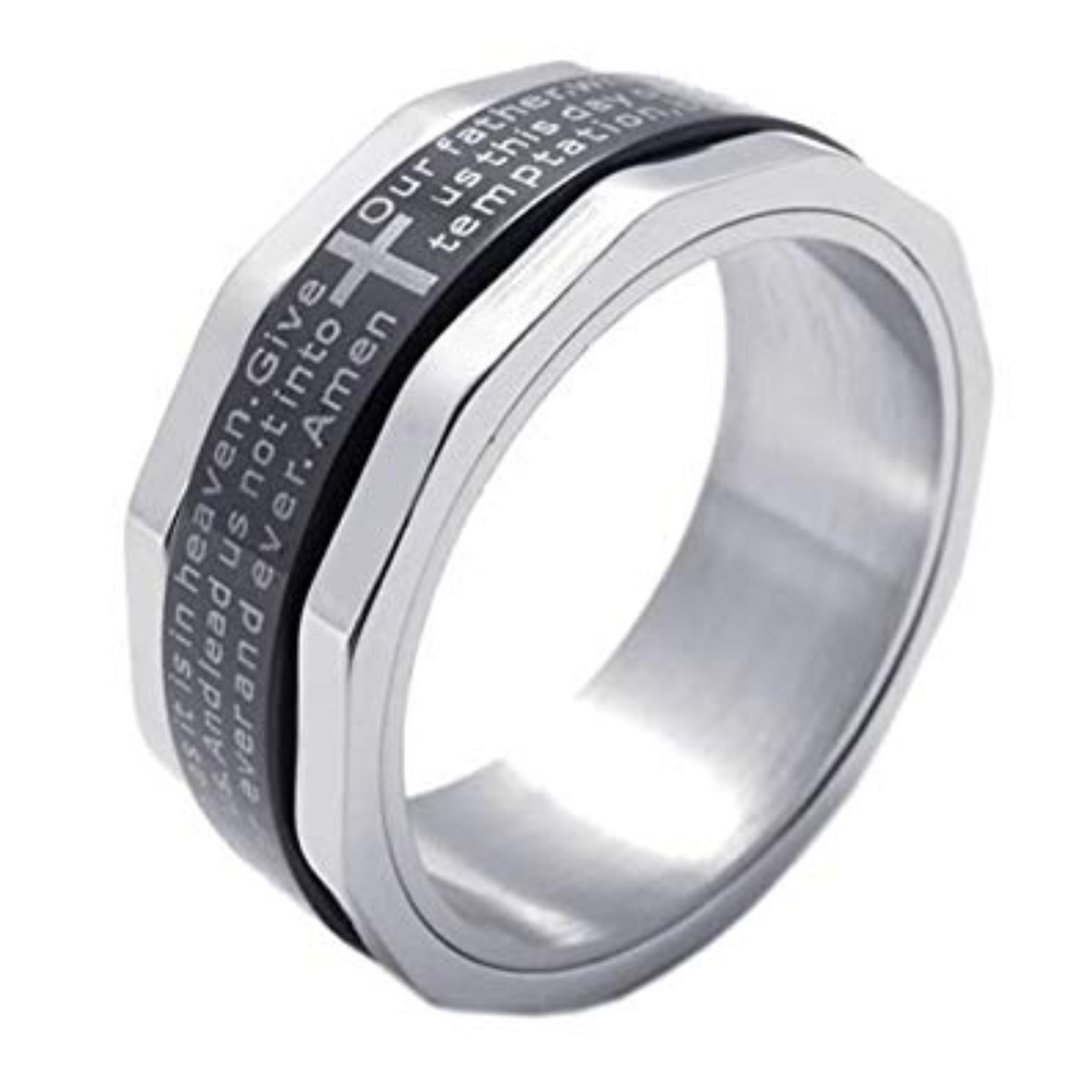 Lords Prayer Cross Design Unisex Ring